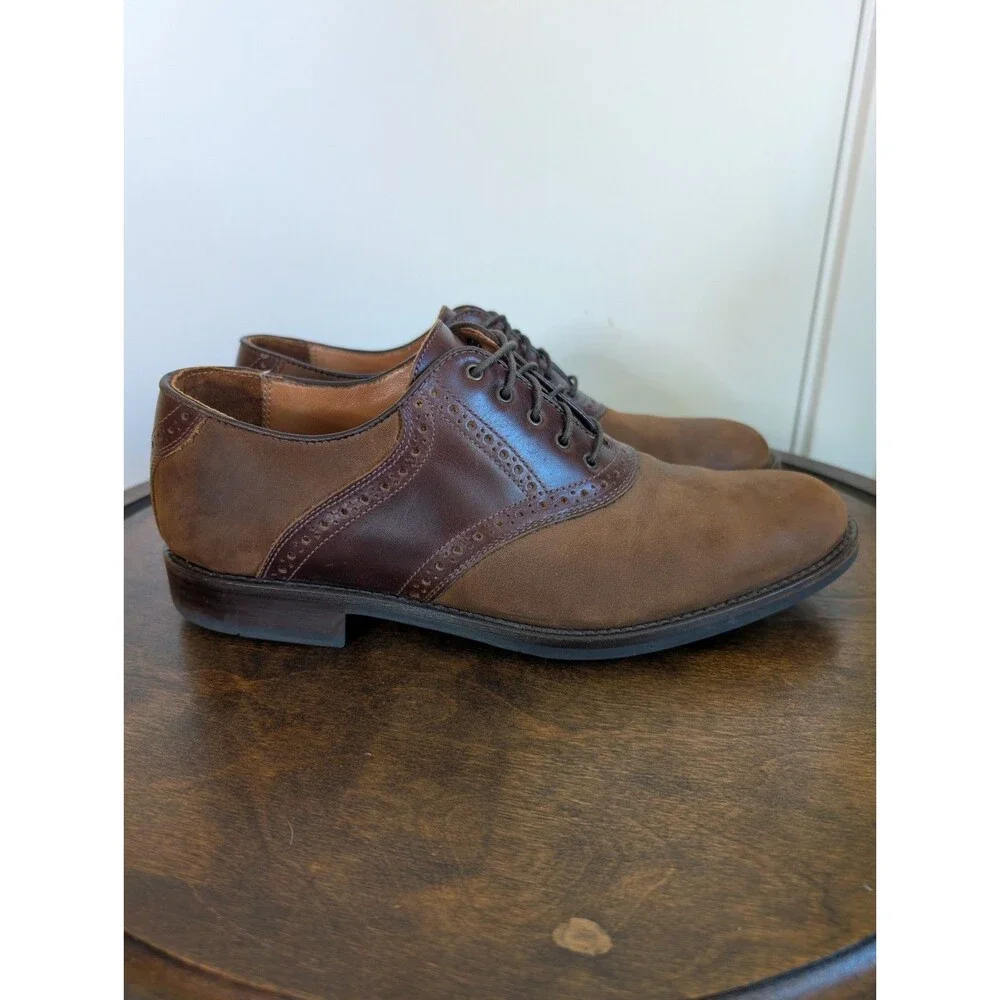 Johnston & Murphy 9 Saddle Shoes Oxfords Leather Suede Brown Formal Wedding Work